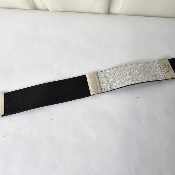 Otto Kern Silver, Black & Metal Leather Belt Large Silver Buckle - Picture 6 of 8